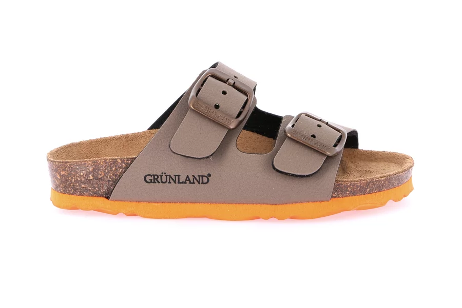 Double buckle slipper for children | LUCE CB1537 - TORTORA-ARANCIO | Grünland Junior