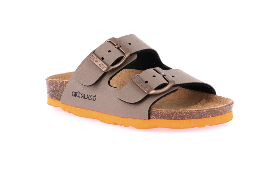 Double buckle slipper for children | LUCE CB1537 - TORTORA-ARANCIO | Grünland Junior