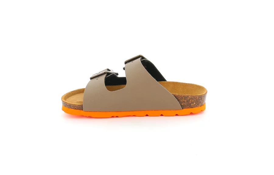 Double buckle slipper for children | LUCE CB1537 - TORTORA-ARANCIO | Grünland Junior