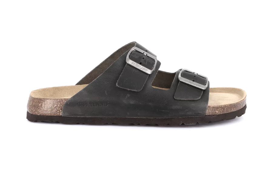 Double band slipper with metal-free buckles | BOBO CB1631 - ANTRACITE | Grünland