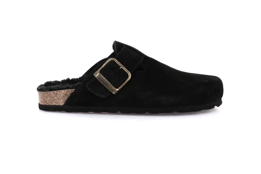 Suede slipper | SARA CB2000 - BLACK | Grünland