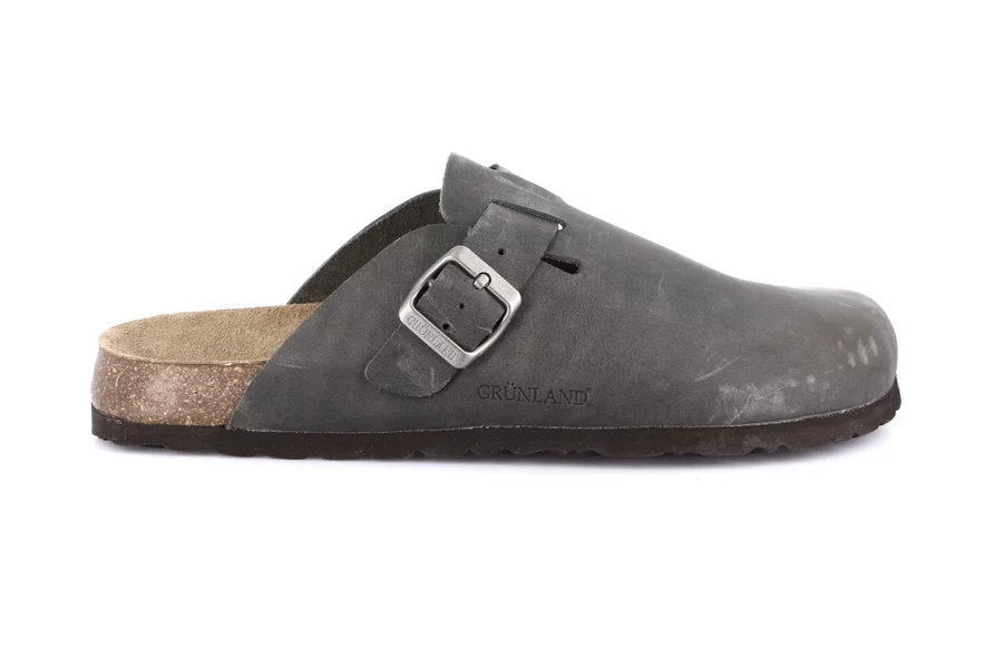 BOBO | Closed toe slipper in greased leather CB2224 - ANTRACITE | Grünland