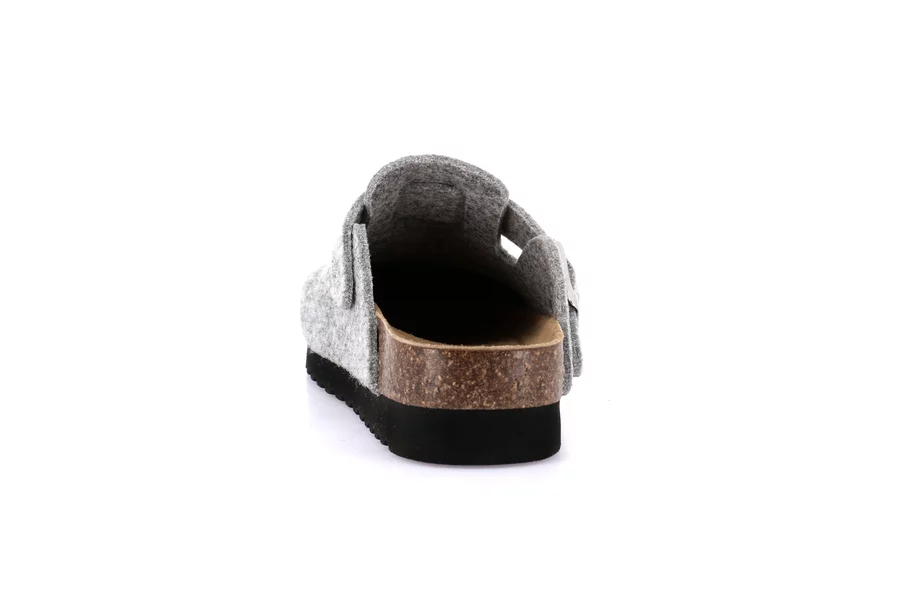 Slipper in wool felt and natural cork | HOLA CB2241 - CENERE | Grünland