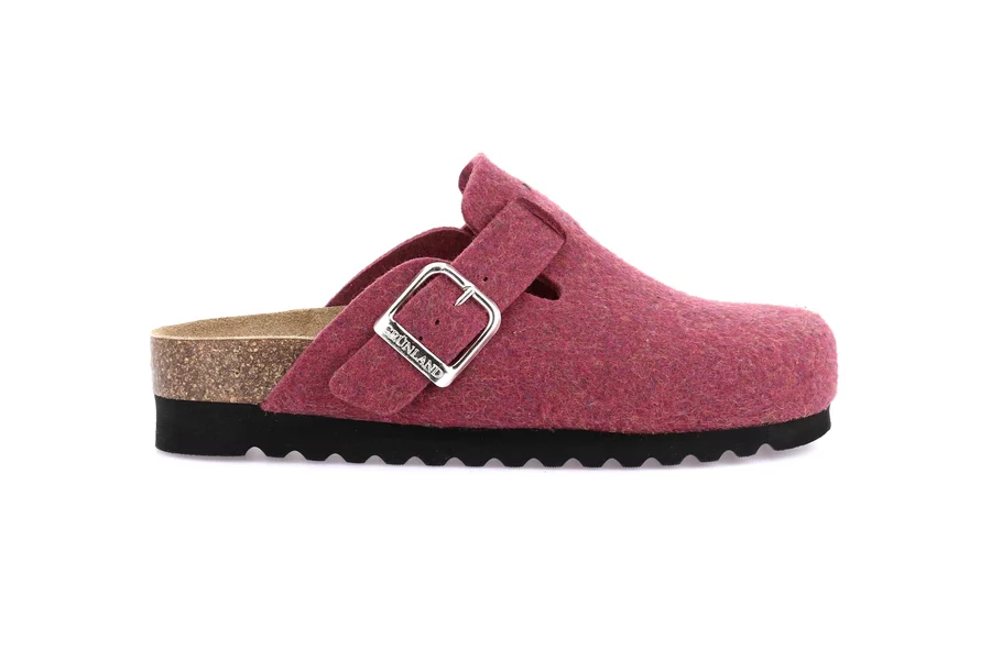 Slipper in wool felt and natural cork | HOLA CB2241 - MAGENTA | Grünland