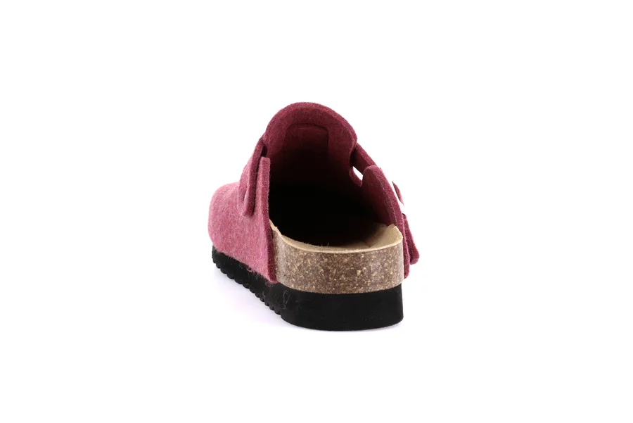 Slipper in wool felt and natural cork | HOLA CB2241 - MAGENTA | Grünland