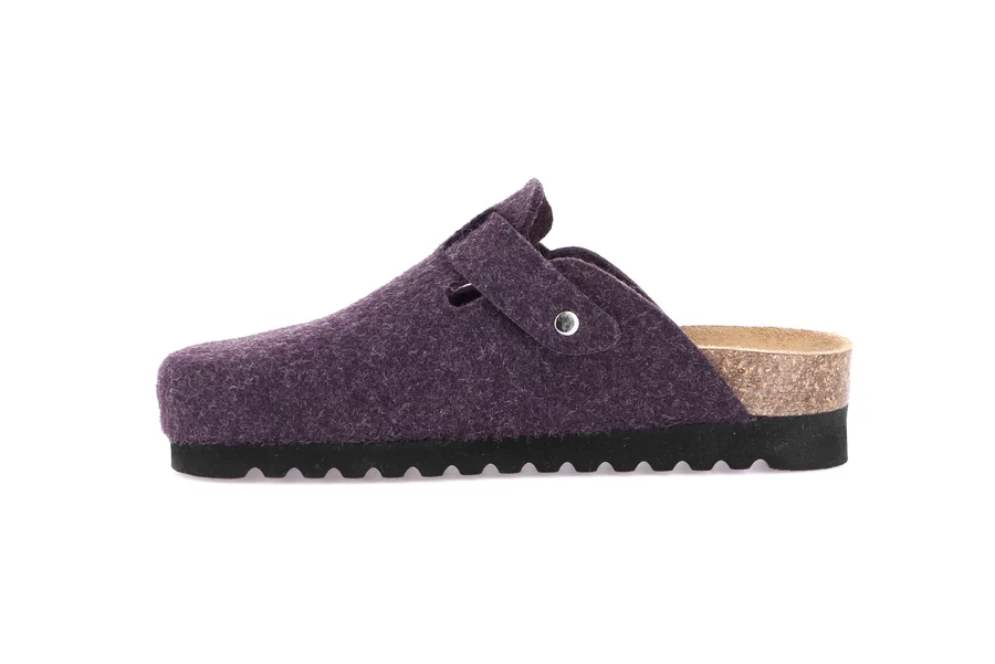 Slipper in wool felt and natural cork | HOLA CB2241 - MELANZANA | Grünland