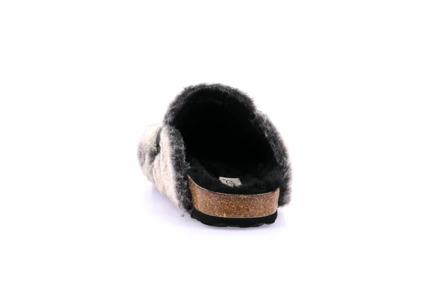 Slipper with soft plush animalier | SARA CB2246 - NERO-MULTI | Grünland
