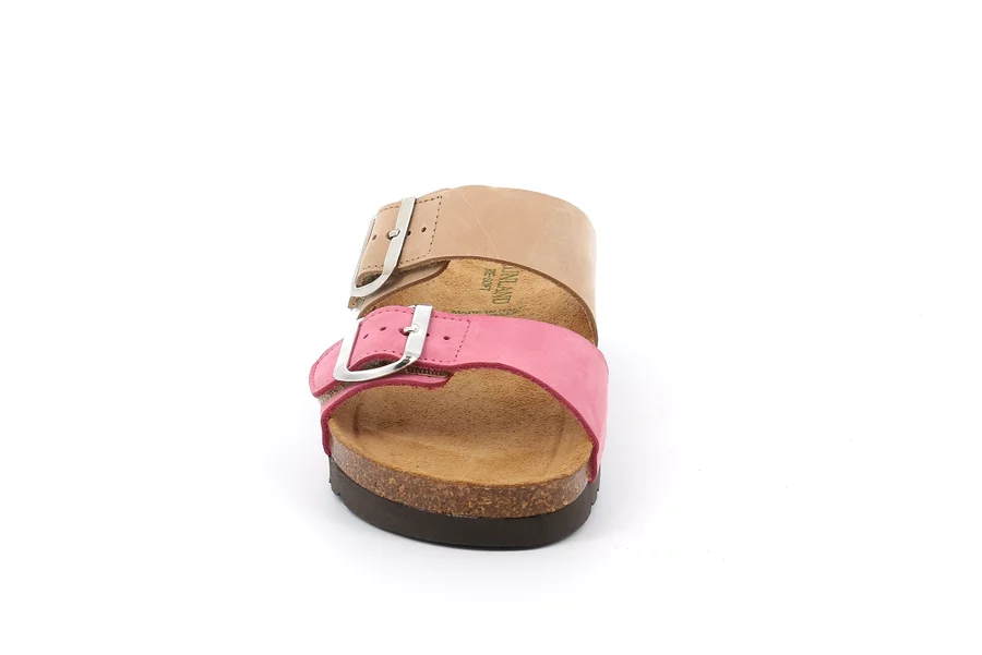 HOLA Sandale mit zweifarbiger Doppelschnalle CB2249 - BEIGE-ROSA | Grünland