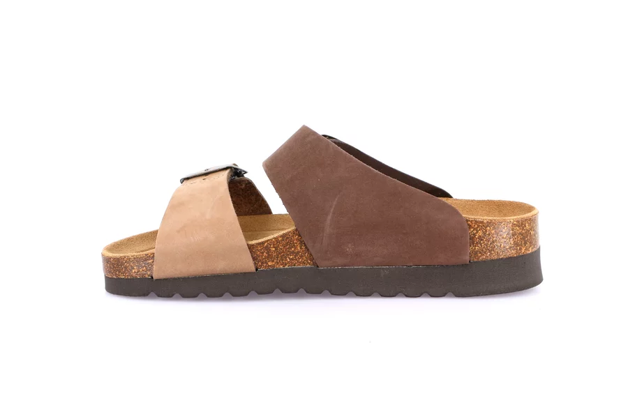 HOLA slipper with two-tone double buckle CB2249 - T.MORO-TAUPE | Grünland