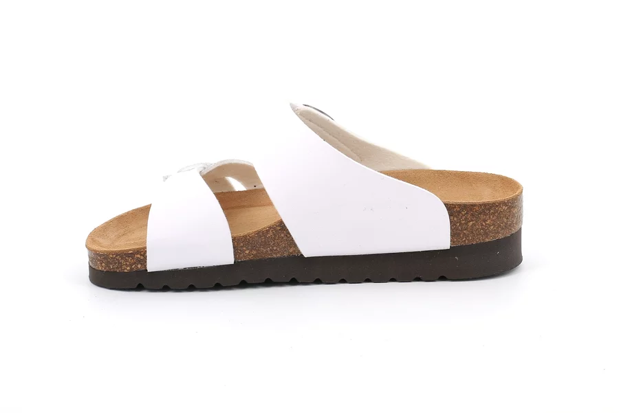 Sandale mit Schnalle und doppeltem Material CB2253 - WEIß | Grünland