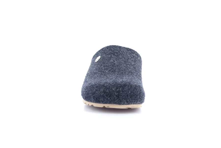 Recycled felt slipper with cork wedge | LESS CB2273 - BLU-PIETRA | Grünland