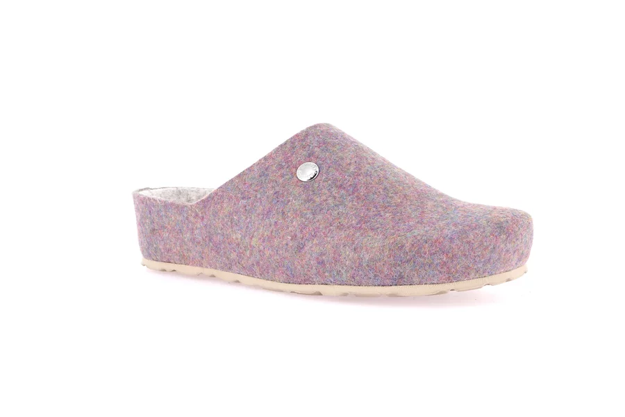 Recycled felt slipper with cork wedge | LESS CB2273 - TAUPE-MARMO | Grünland