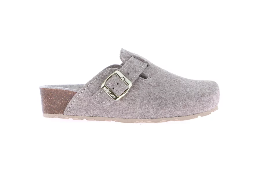 Recycled felt slipper with cork wedge | LESS CB2274 - SABBIA-MARMO | Grünland