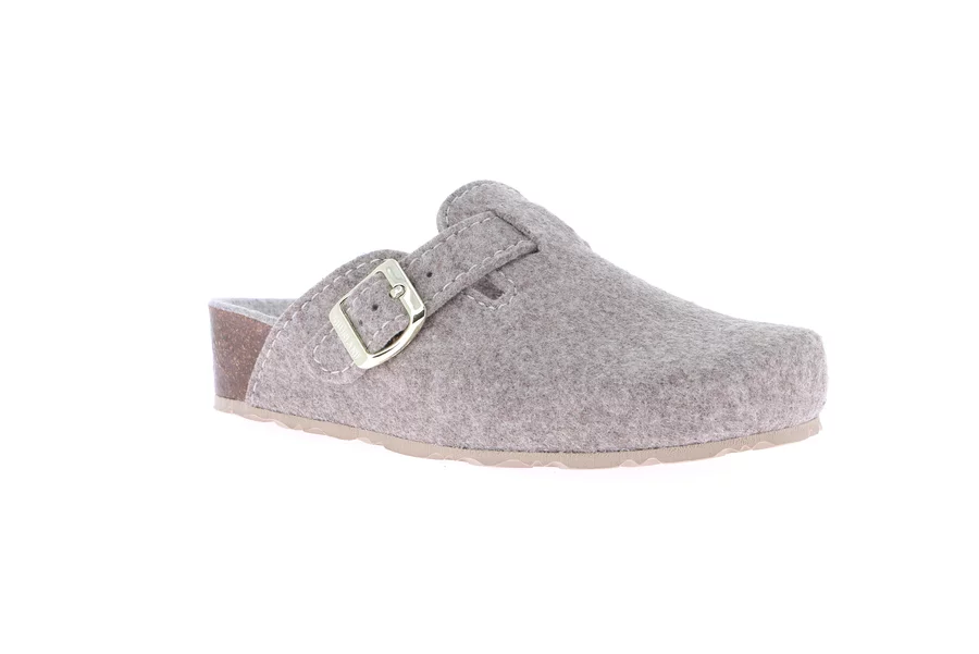 Recycled felt slipper with cork wedge | LESS CB2274 - SABBIA-MARMO | Grünland