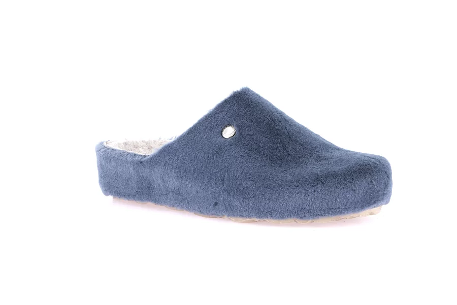 Hausschuh aus recyceltem Filz mit Korkkeil | LESS CB2275 - JEANS | Grünland