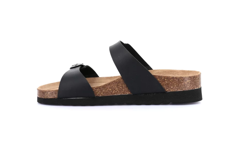 Eco-friendly slipper in natural cork | HOLA CB2436 - BLACK | Grünland