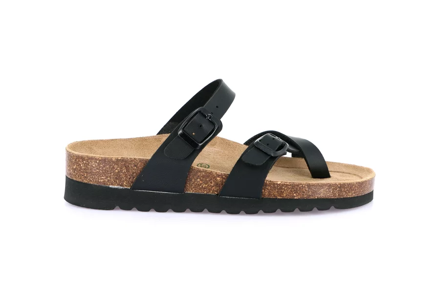 Umweltfreundlicher Sandale aus Naturkork | HOLA CB2440 - SCHWARZ | Grünland