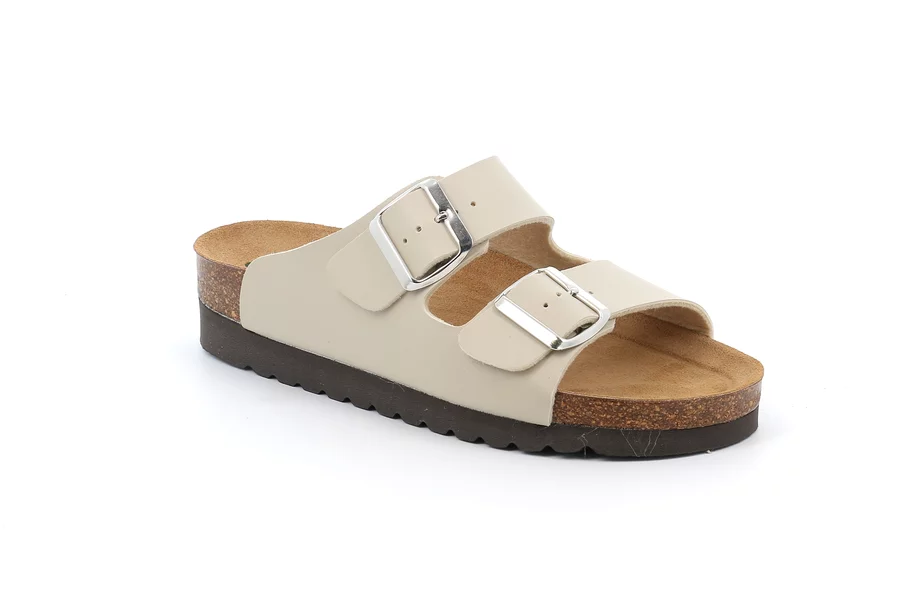 Ciabatta a doppia fibbia da donna CB2445 - BEIGE | Grünland