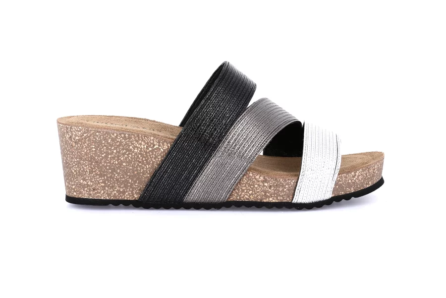 Ciabatta con zeppa in sughero | ERSI CB2564 - ARGENTO-MULTI | Grünland