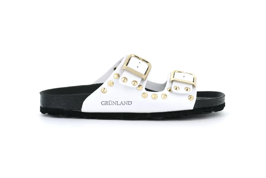 SARA double buckle with studs CB2600 - WHITE | Grünland