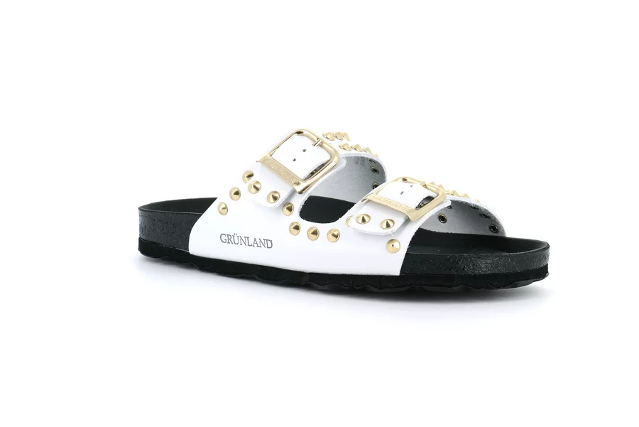 SARA double buckle with studs CB2600 - WHITE | Grünland