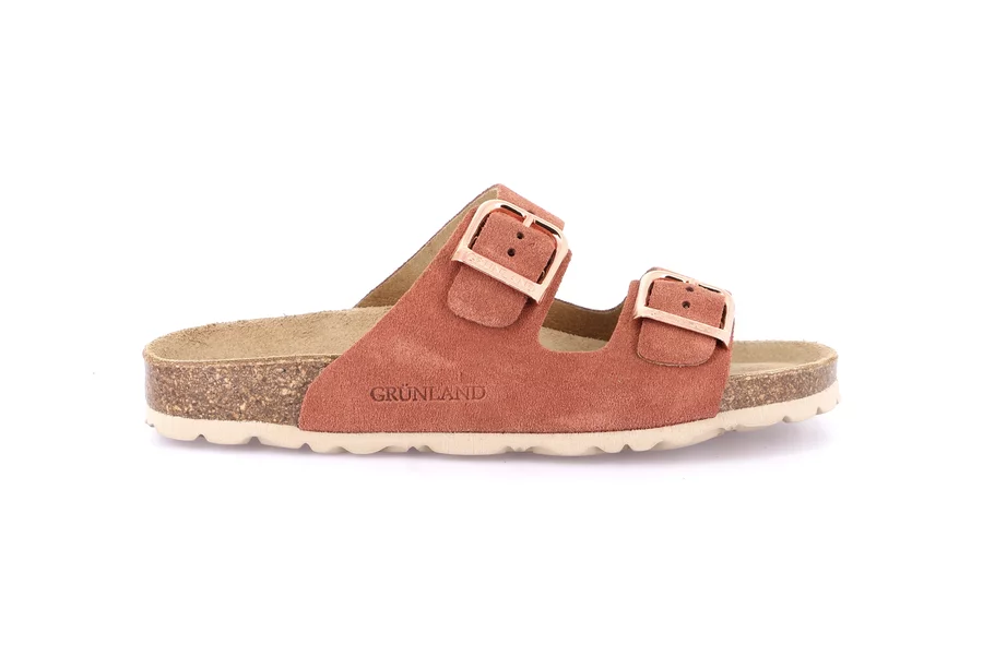 Women's slipper with double band in suede | SARA CB2631 - MATTONE | Grünland