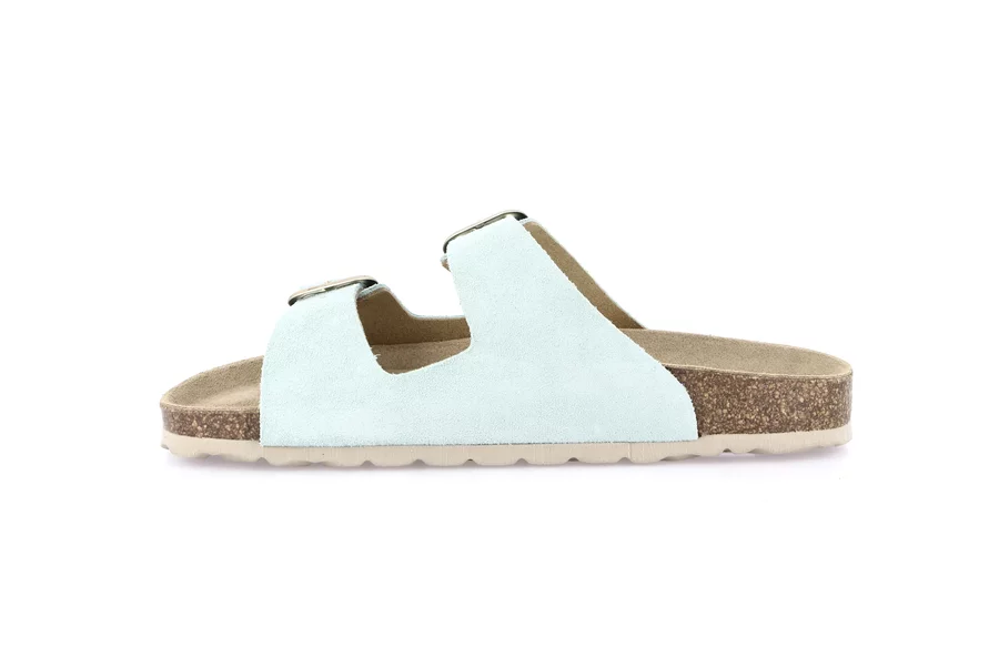 Women's slipper with double band in suede | SARA CB2631 - MENTA | Grünland