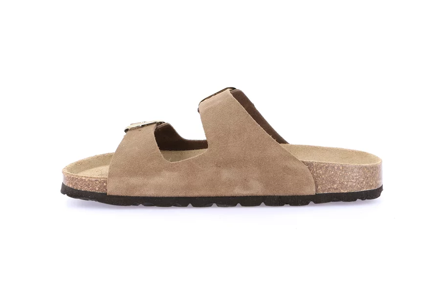 Women's slipper with double band in suede | SARA CB2631 - TORTORA | Grünland