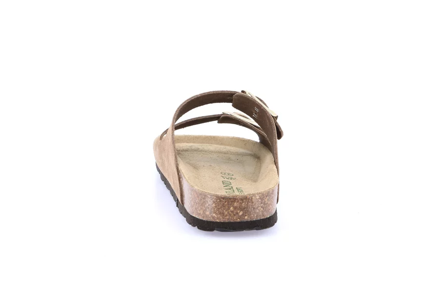 Women's slipper with double band in suede | SARA CB2631 - TORTORA | Grünland