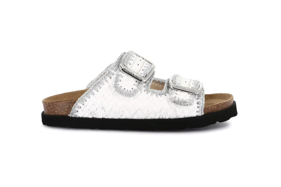 Woven raffia slipper | ENNY CB2974 - WHITE | Grünland
