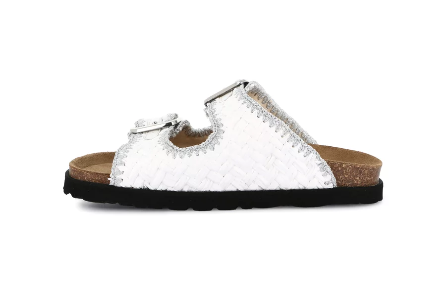 Woven raffia slipper | ENNY CB2974 - WHITE | Grünland