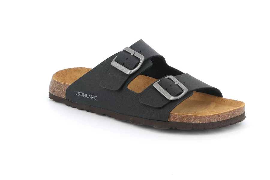 Double buckle slipper for Men | BOBO CB3012 - BLACK | Grünland