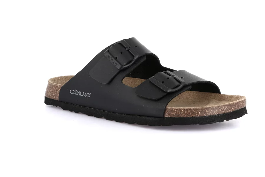 Slipper mit Doppelschnalle für Herren | BOBO CB3013 - NERO-NERO | Grünland