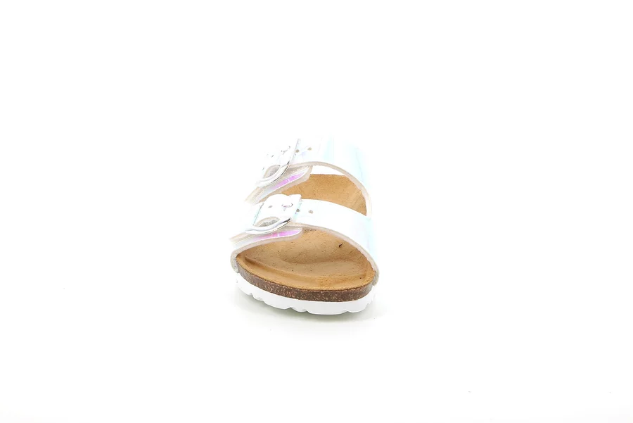 Double buckle iridescent slipper | LUCE CB3020 - CELESTE | Grünland Junior