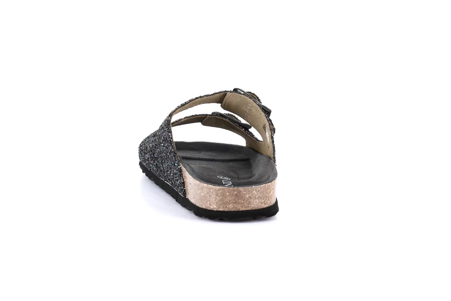 Double band slipper with glitter | SARA CB3038 - BLACK | Grünland