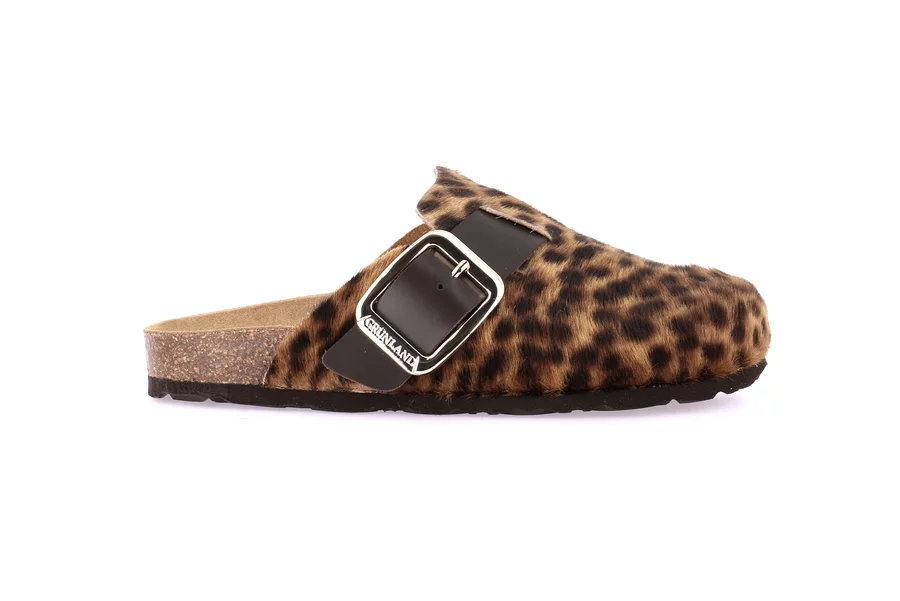 Slipper with animalier pattern | SARA CB3095 - MARRONE-MULTI | Grünland