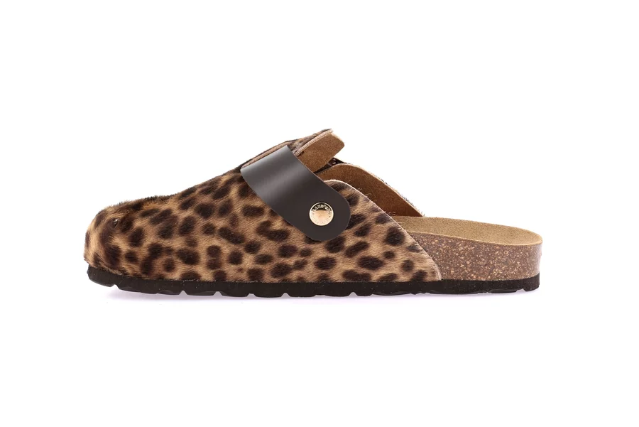 Slipper with animalier pattern | SARA CB3095 - MARRONE-MULTI | Grünland