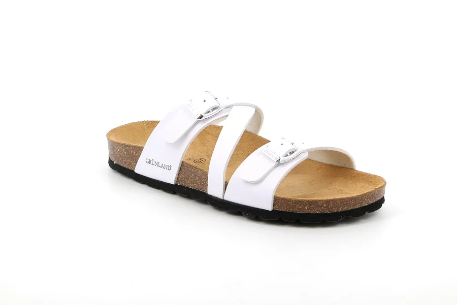 Slipper with buckles in recycled material | SARA CB4016 - WHITE | Grünland
