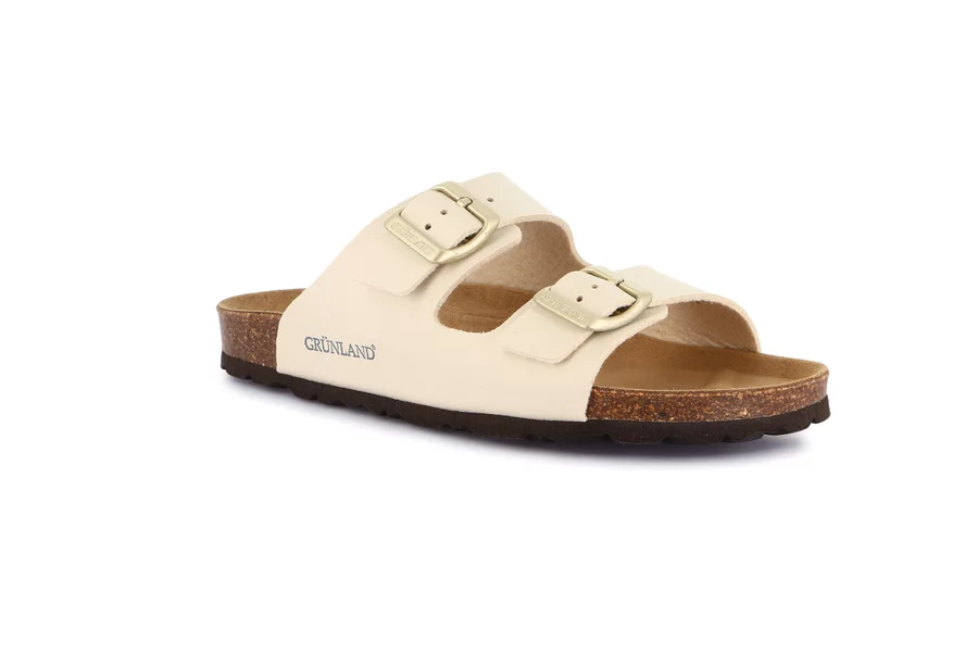 Double buckle slipper for women | SARA CB4018 - BEIGE | Grünland