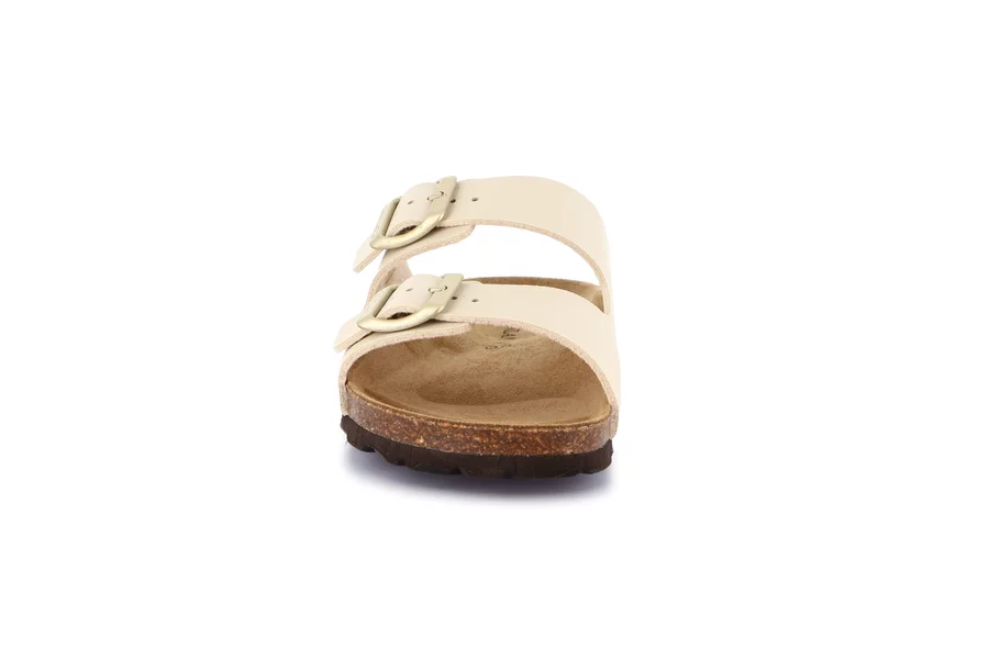 Double buckle slipper for women | SARA CB4018 - BEIGE | Grünland