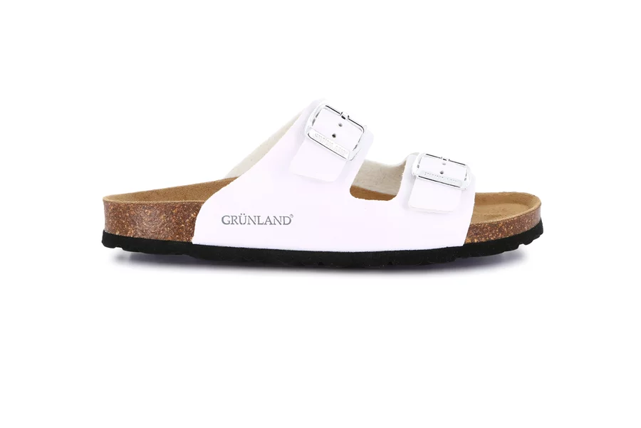 Double buckle slipper for women | SARA CB4018 - WHITE | Grünland