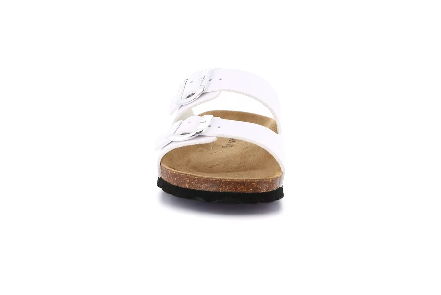 Double buckle slipper for women | SARA CB4018 - WHITE | Grünland