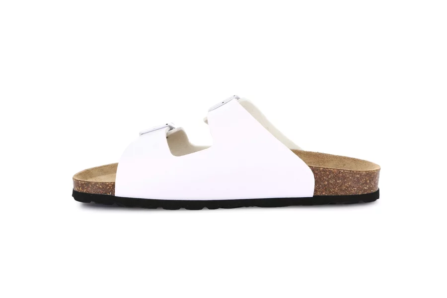 Double buckle slipper for women | SARA CB4018 - WHITE | Grünland