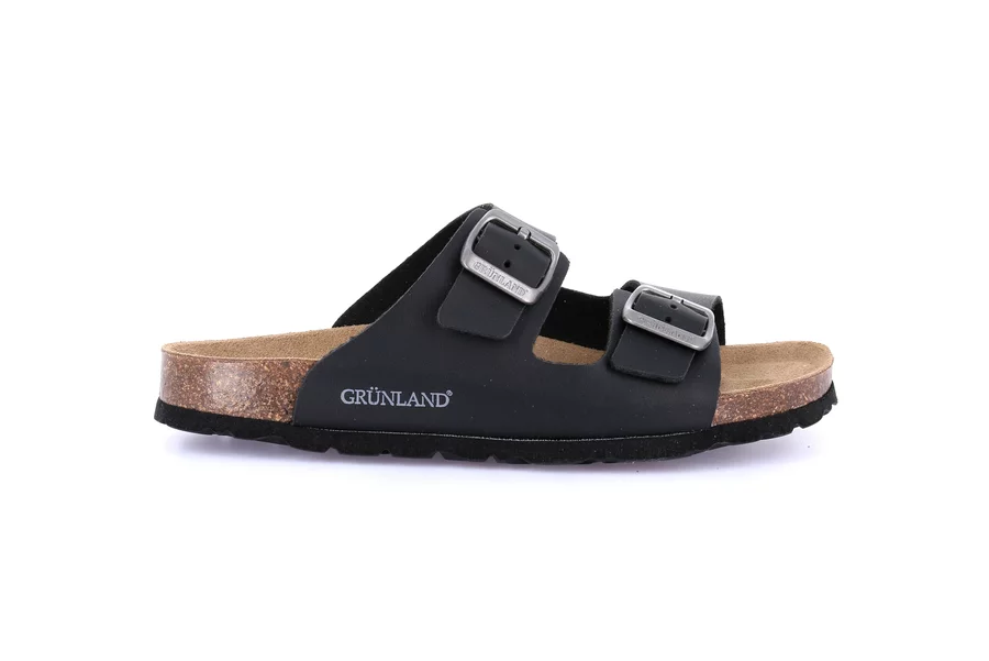 Double buckle slipper for women | SARA CB4018 - BLACK | Grünland