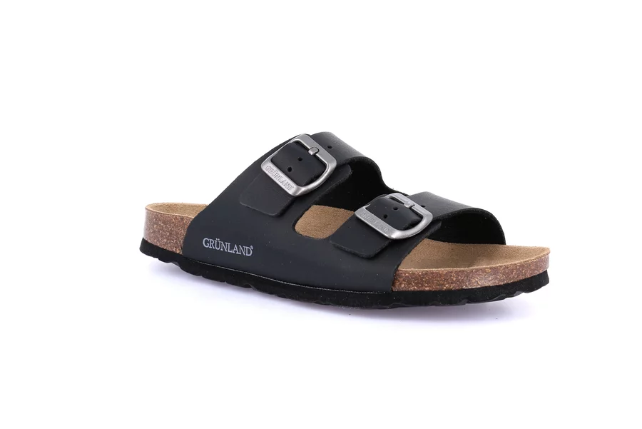 Double buckle slipper for women | SARA CB4018 - BLACK | Grünland