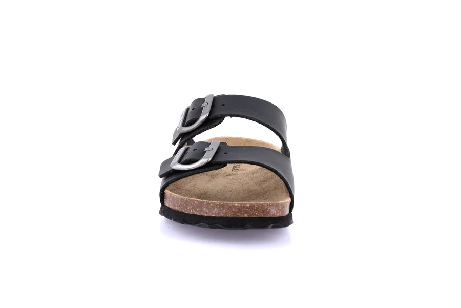 Double buckle slipper for women | SARA CB4018 - BLACK | Grünland