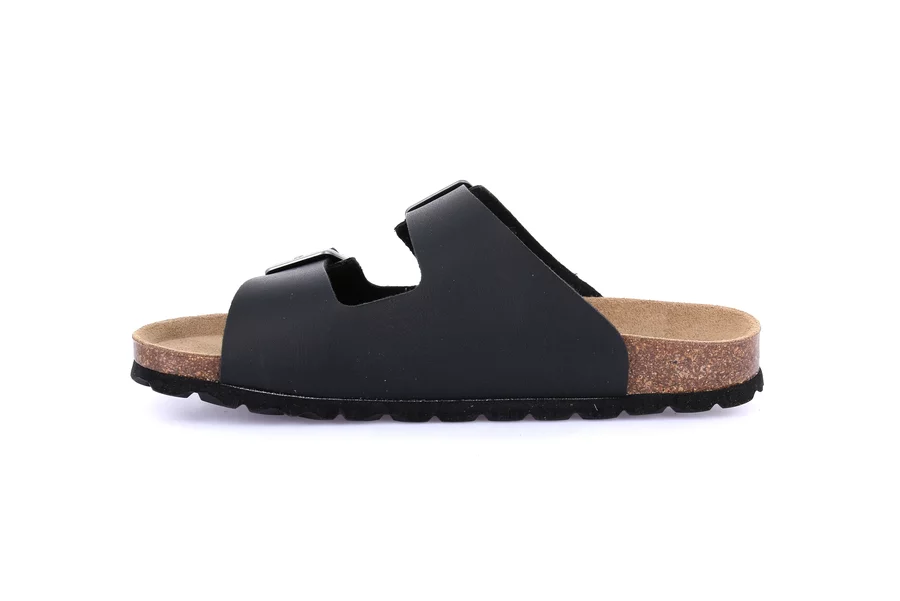 Double buckle slipper for women | SARA CB4018 - BLACK | Grünland