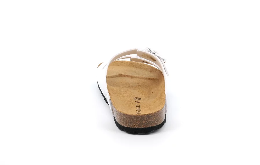 Patent leather double buckle slipper | SARA CB4035 - WHITE | Grünland