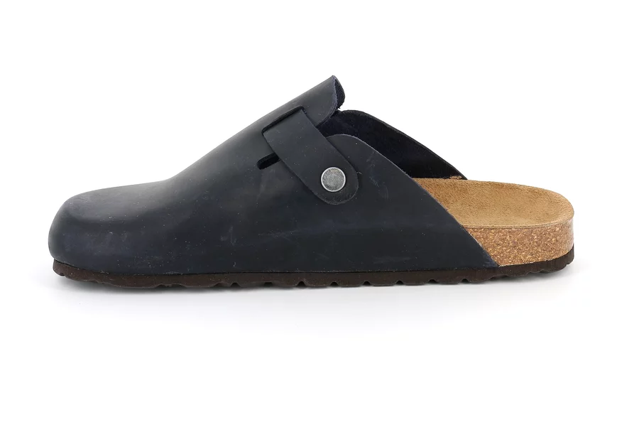 Men's slipper in greased nubuck | ROBI CB7034 - BLUE | Grünland