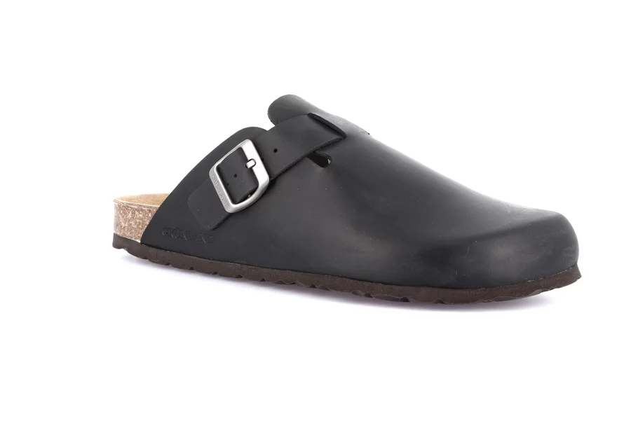 Men's slipper in greased nubuck | ROBI CB7034 - BLACK | Grünland